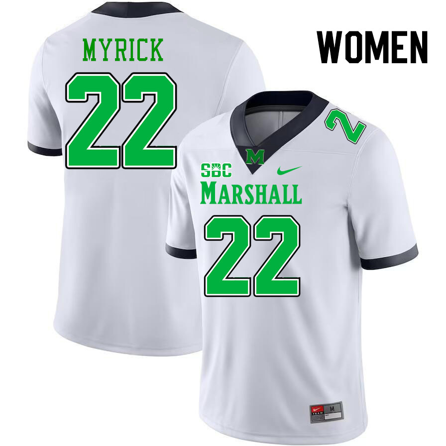 Women #22 Corey Myrick Marshall Thundering Herd SBC Conference College Football Jerseys Stitched-Whi